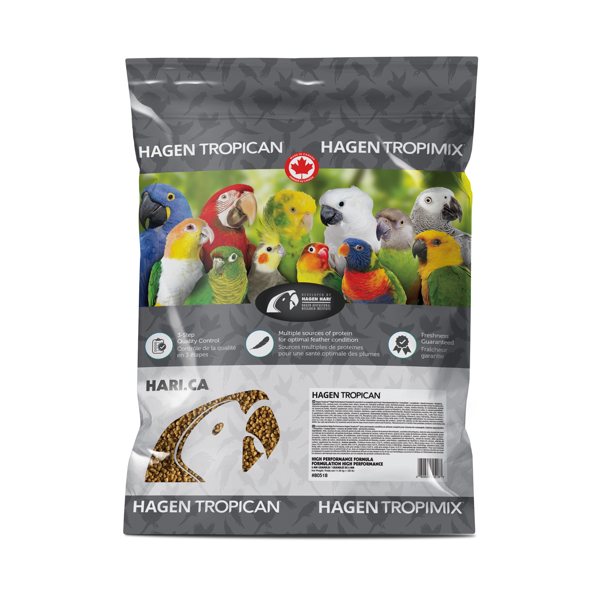 High Performance Formula - 2 mm Granules for Small Parrots/Cockatiel 11.34kg