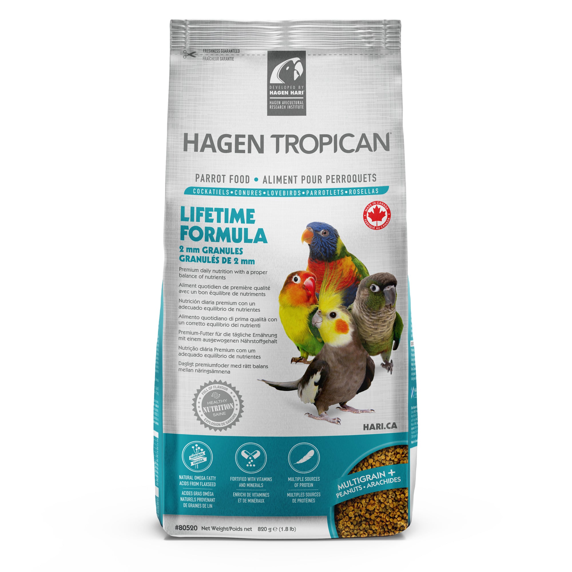 Lifetime Formula - 2 mm Granules for Small Parrots/Cockatiel 820g