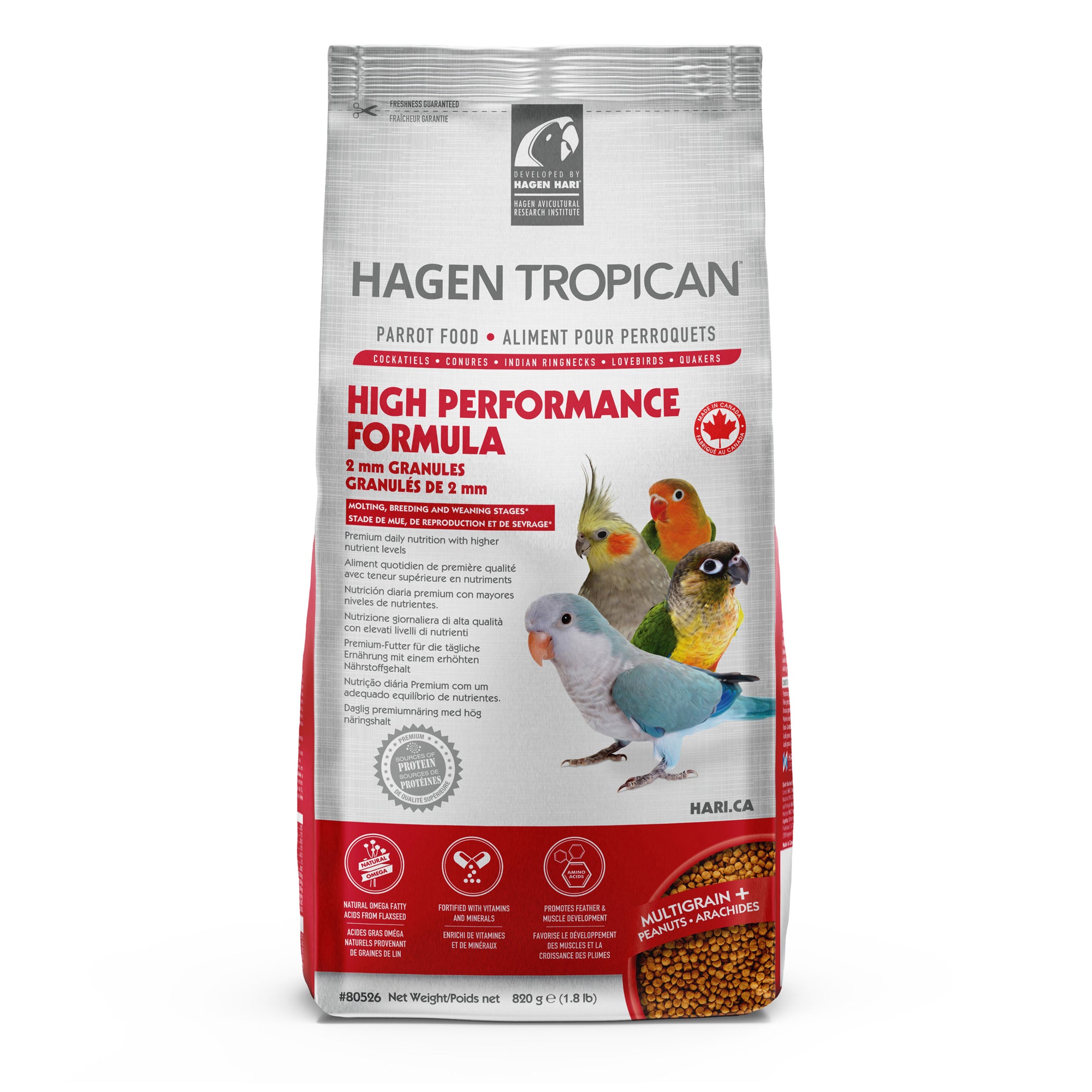 High Performance Formula - 2 mm Granules for Small Parrots/Cockatiel 820g